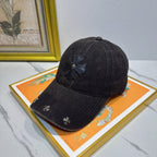 Chrome Hearts Black Washed, Distressed Baseball Cap