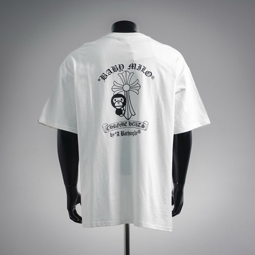BAPE x Chrome Hearts Collaboration Baby Milo Cross T-Shirt - White Streetwear Tee
