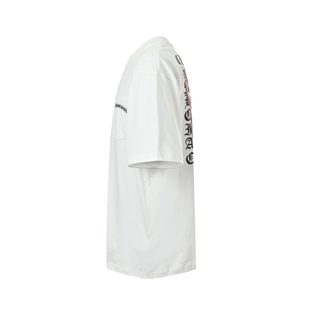 Chrome Hearts 2026 SS Gothic Monogram Pocket T-Shirt - White Unisex Cotton Tee with Dagger & Cross Motif