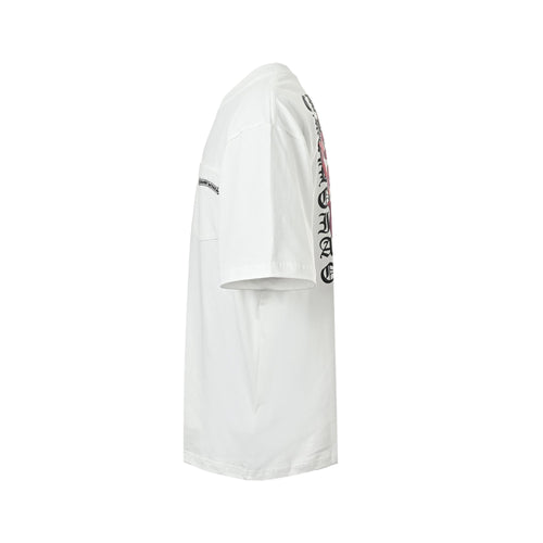 Chrome Hearts 2026 SS Gothic Monogram Pocket T-Shirt - White Unisex Cotton Tee with Dagger & Cross Motif