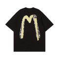 EVISU Black Daruma & Large "M" Print Short-Sleeve T-Shirt