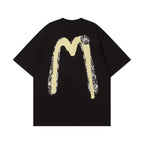 EVISU Black Daruma & Large "M" Print Short-Sleeve T-Shirt