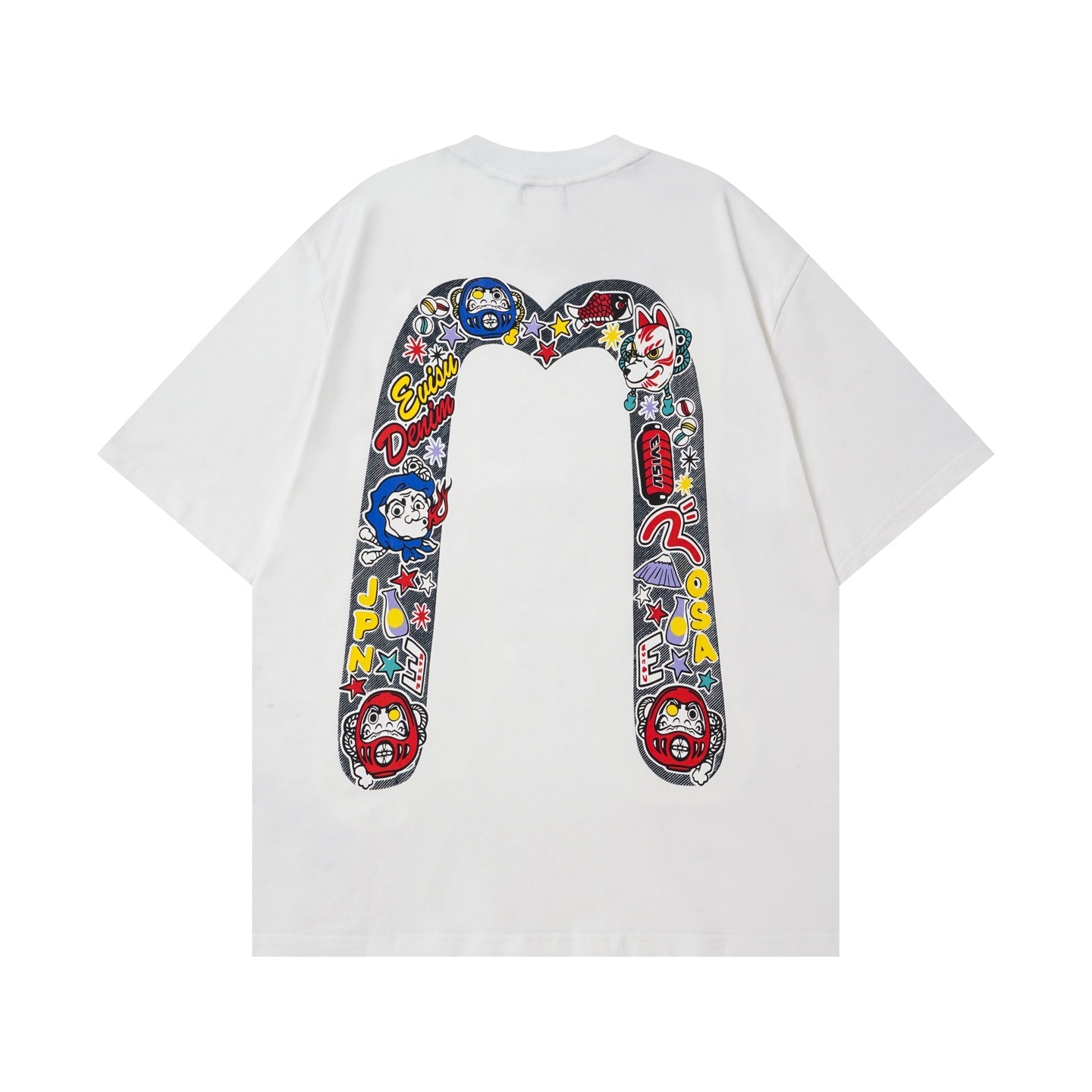 EVISU "Daruma Big M" Print Short-Sleeve T-Shirt