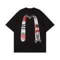 EVISU Black Short-Sleeve T-Shirt with Large "M" Print