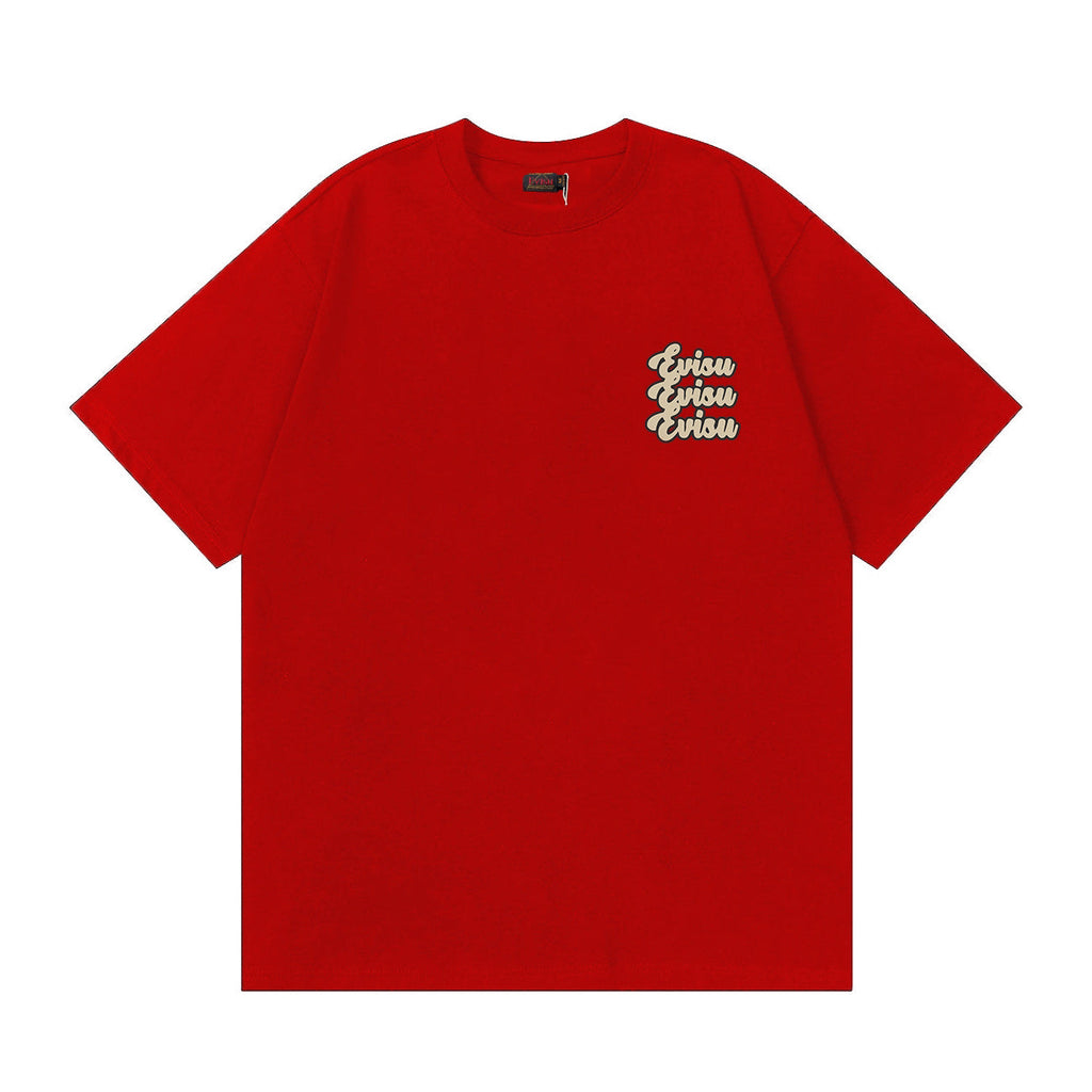 EVISU Short-Sleeve T-Shirt with Triangular God of Fortune Print