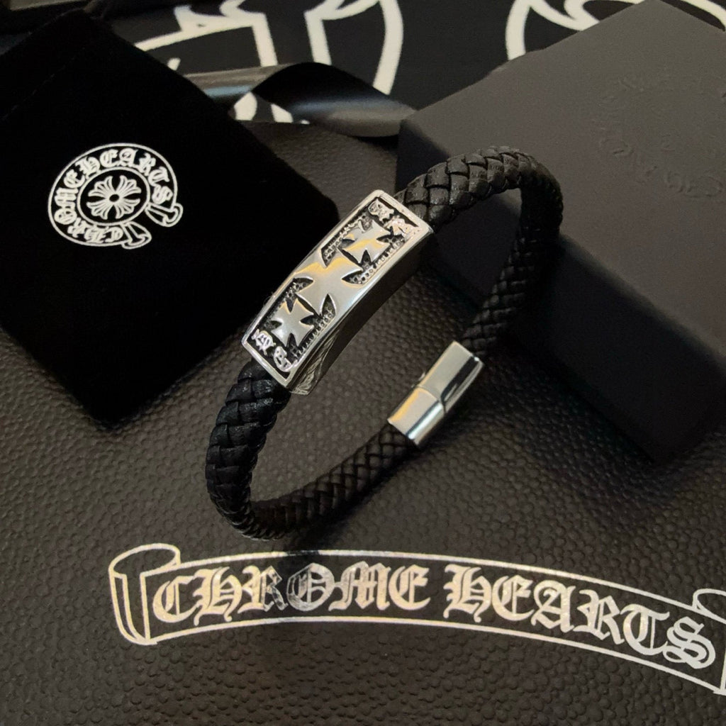 Chrome Hearts' Classic Black Leather Cord Bracelet