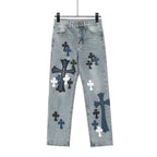 Chrome Hearts Cross-Patch Washed Denim Jeans