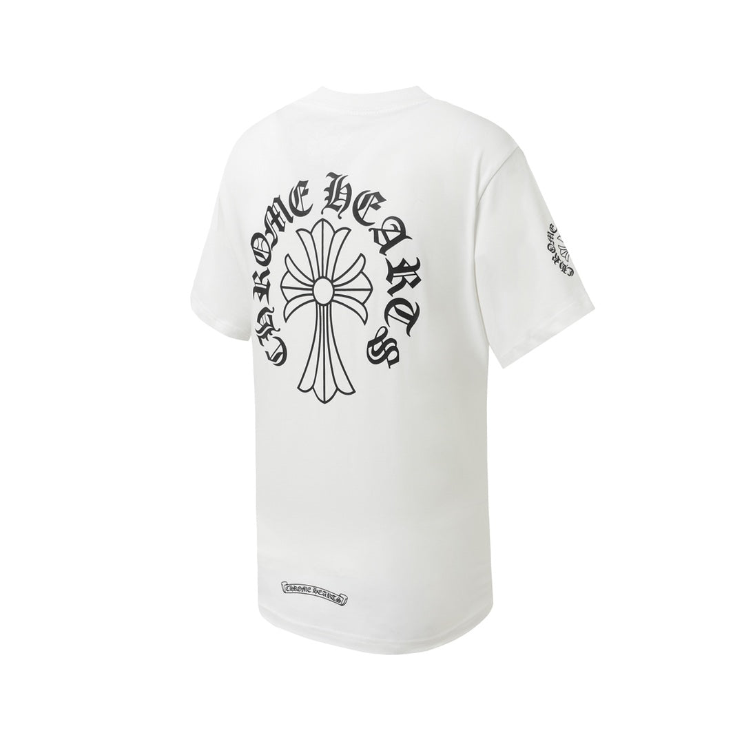 Chrome Hearts Style Gothic Cross Pocket T-Shirt – Back Print & Neck Embroidery, Premium Cotton Streetwear Tee