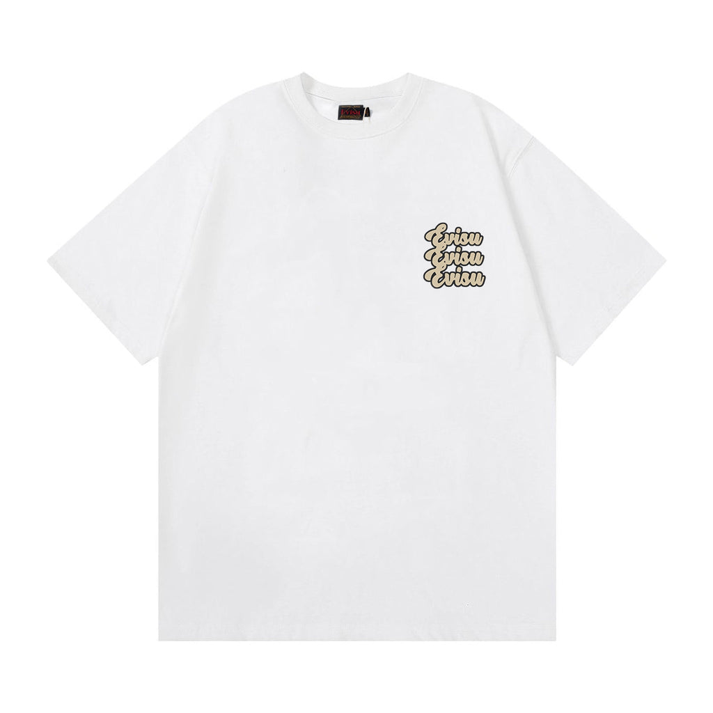 EVISU Short-Sleeve T-Shirt with Triangular God of Fortune Print