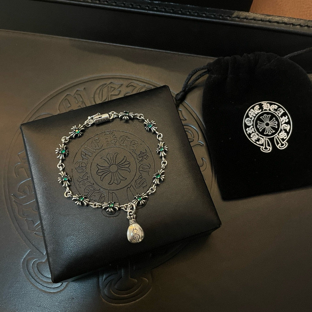 Chrome Hearts Diamond-Set Cross Bracelet
