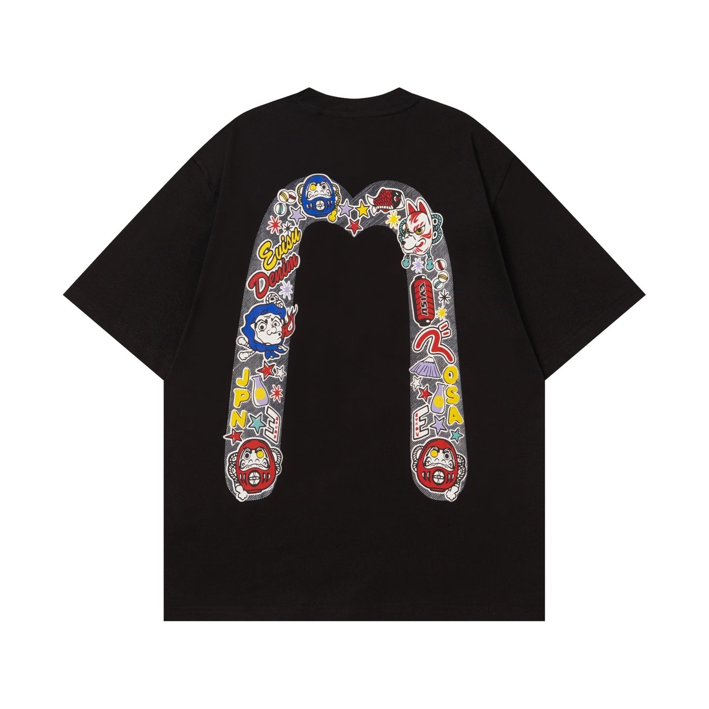 EVISU "Daruma Big M" Print Short-Sleeve T-Shirt