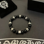 Chrome Hearts Black Onyx Beaded Bracelet