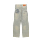 Evisu x Loewe Collaboration Men's Wide-Leg Jeans – Light Wash Embroidered Denim