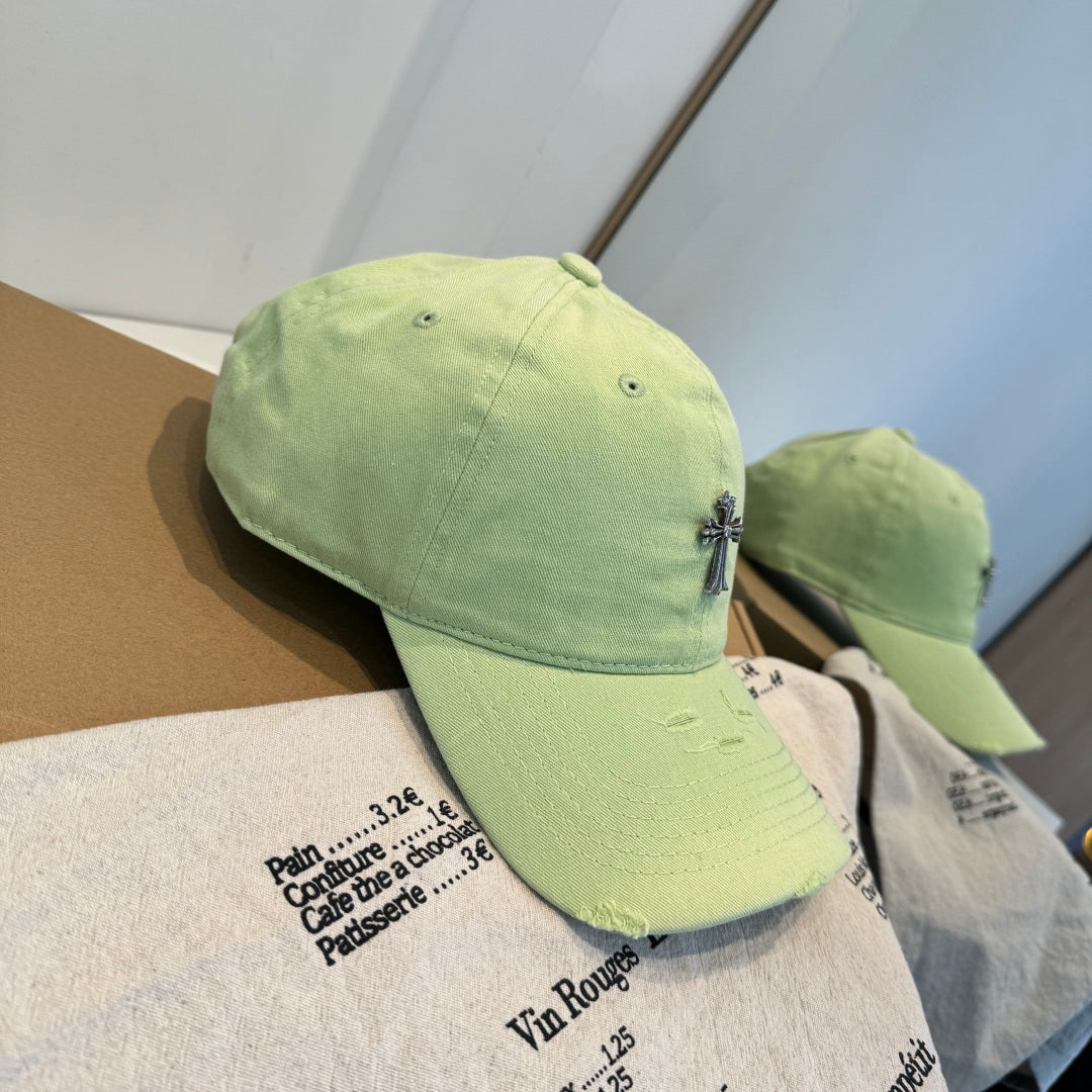 Chrome Hearts Light Green Washed & Distressed Baseball Cap
