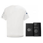 Chrome Hearts 2026 SS Blue & Silver Cross Embroidered T-Shirt - White Unisex Cotton Tee with Gothic Logo