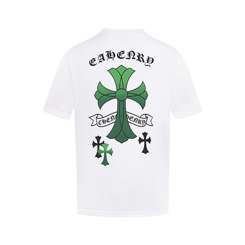 Chrome Hearts White T-Shirt with Green Multi-Cross Graphic