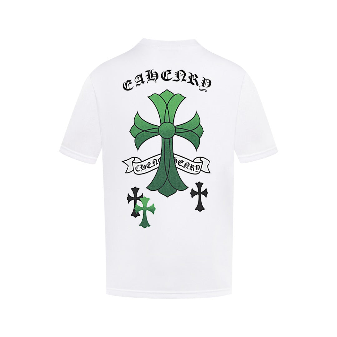 Chrome Hearts White T-Shirt with Green Multi-Cross Graphic