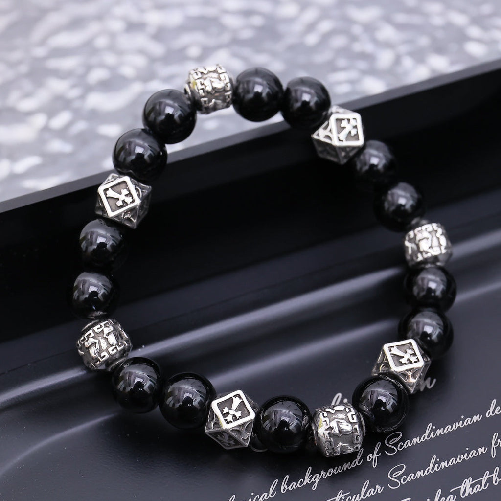 Chrome Hearts Black Onyx Beaded Bracelet