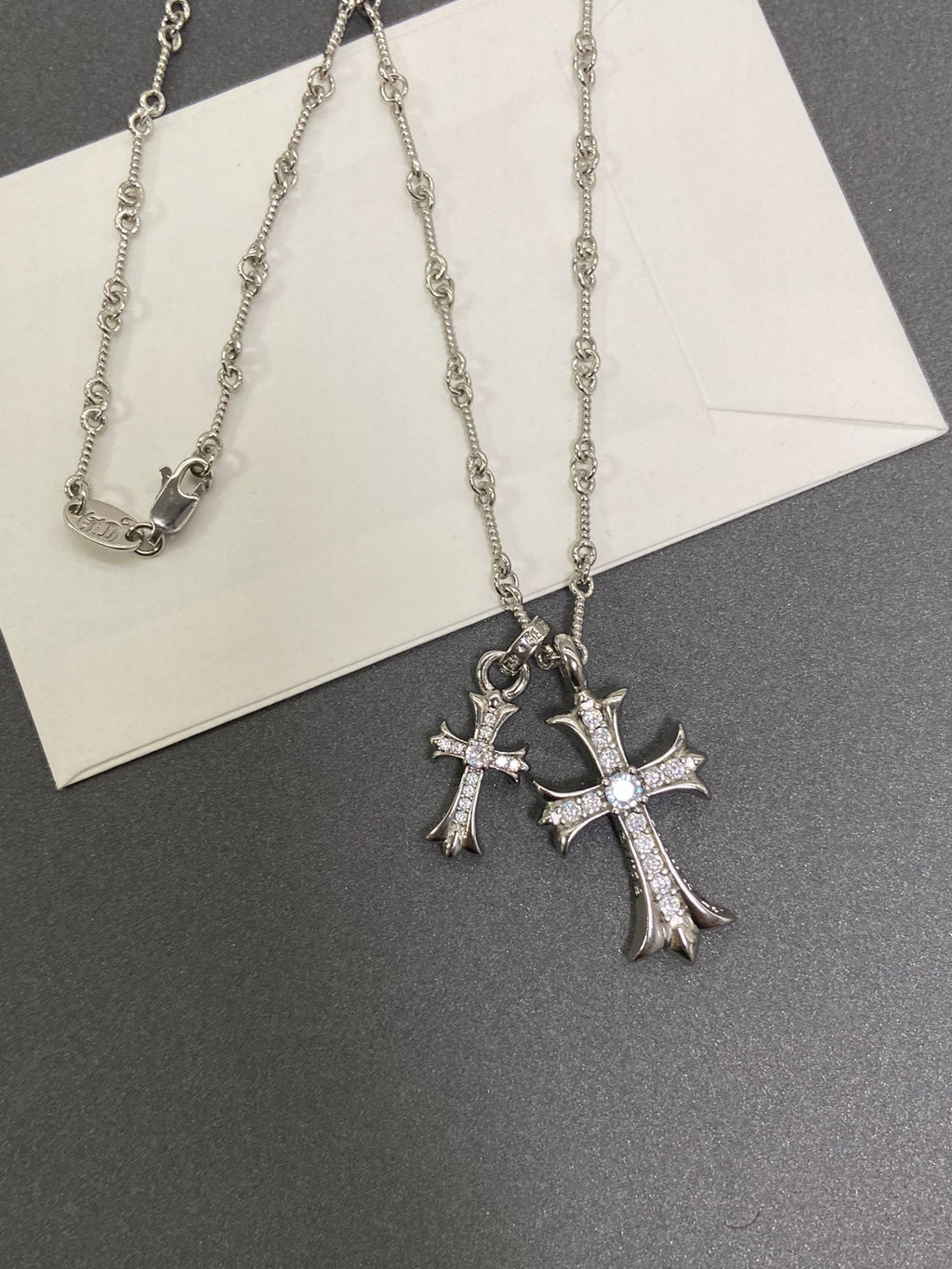 Chrome Hearts-Style Double Cross Necklace