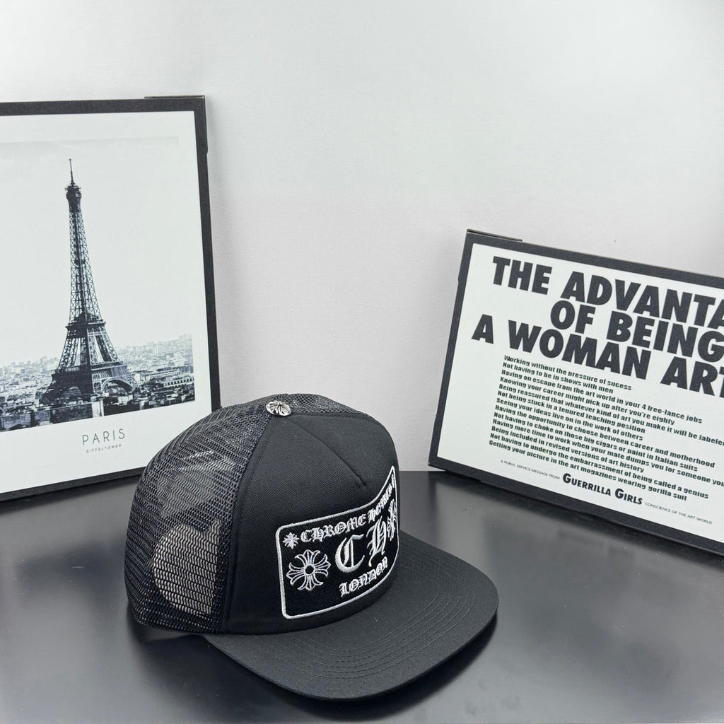 Chrome Hearts Black Mesh Trucker Hat