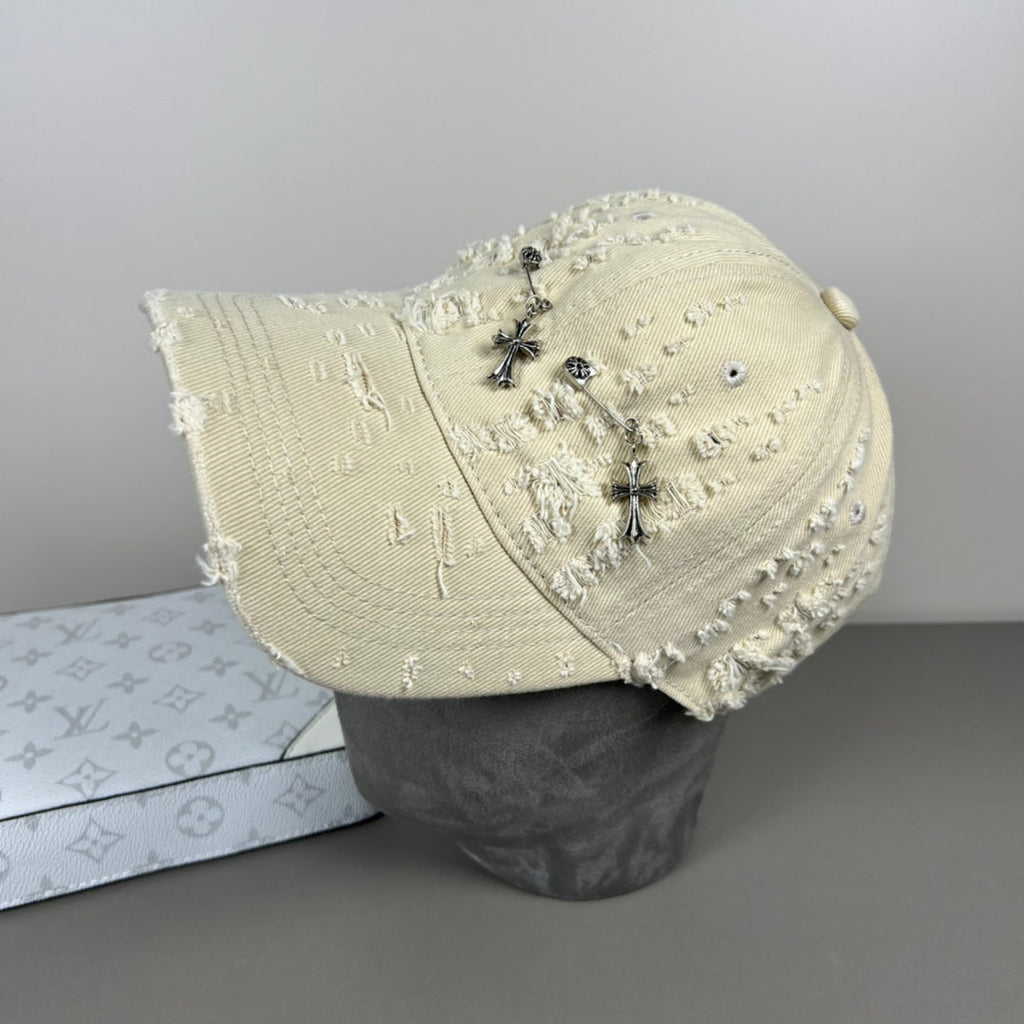 Chrome Hearts Distressed, Ripped Baseball Cap