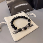 Chrome Hearts Obsidian Cross Beaded Bracelet