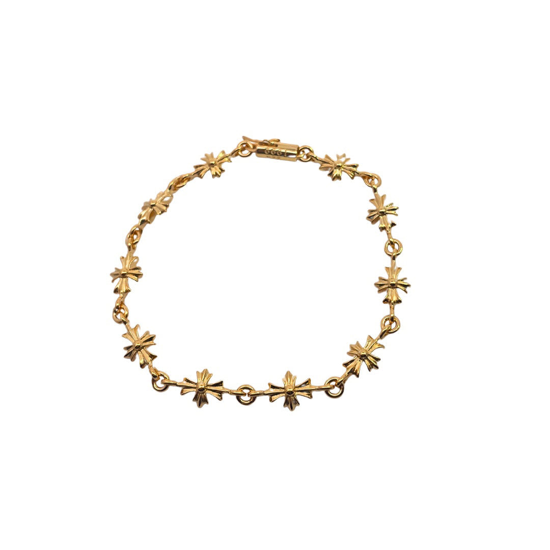 Chrome Hearts 22K Gold and Diamond-Set Cross Bracelet