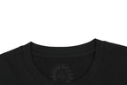 Chrome Hearts Style Red Embroidered Horseshoe Pocket T-Shirt - Black Cotton Streetwear Tee