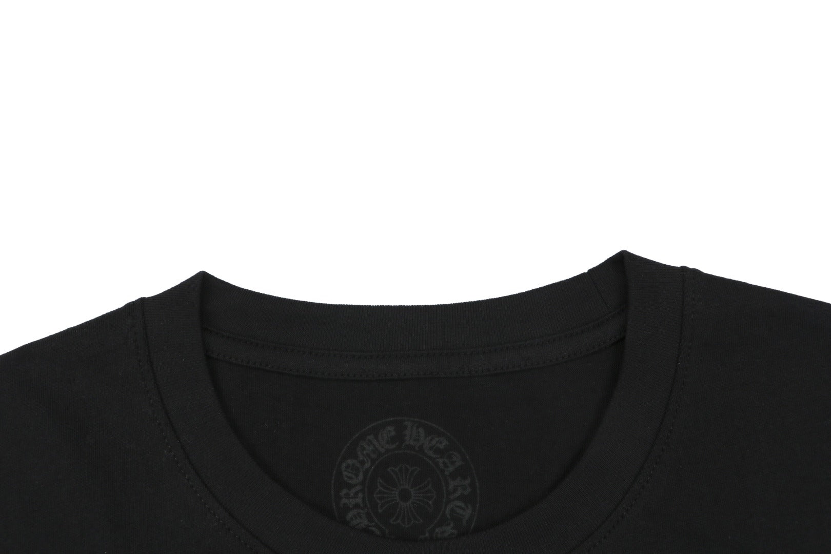 Chrome Hearts Style Red Embroidered Horseshoe Pocket T-Shirt - Black Cotton Streetwear Tee