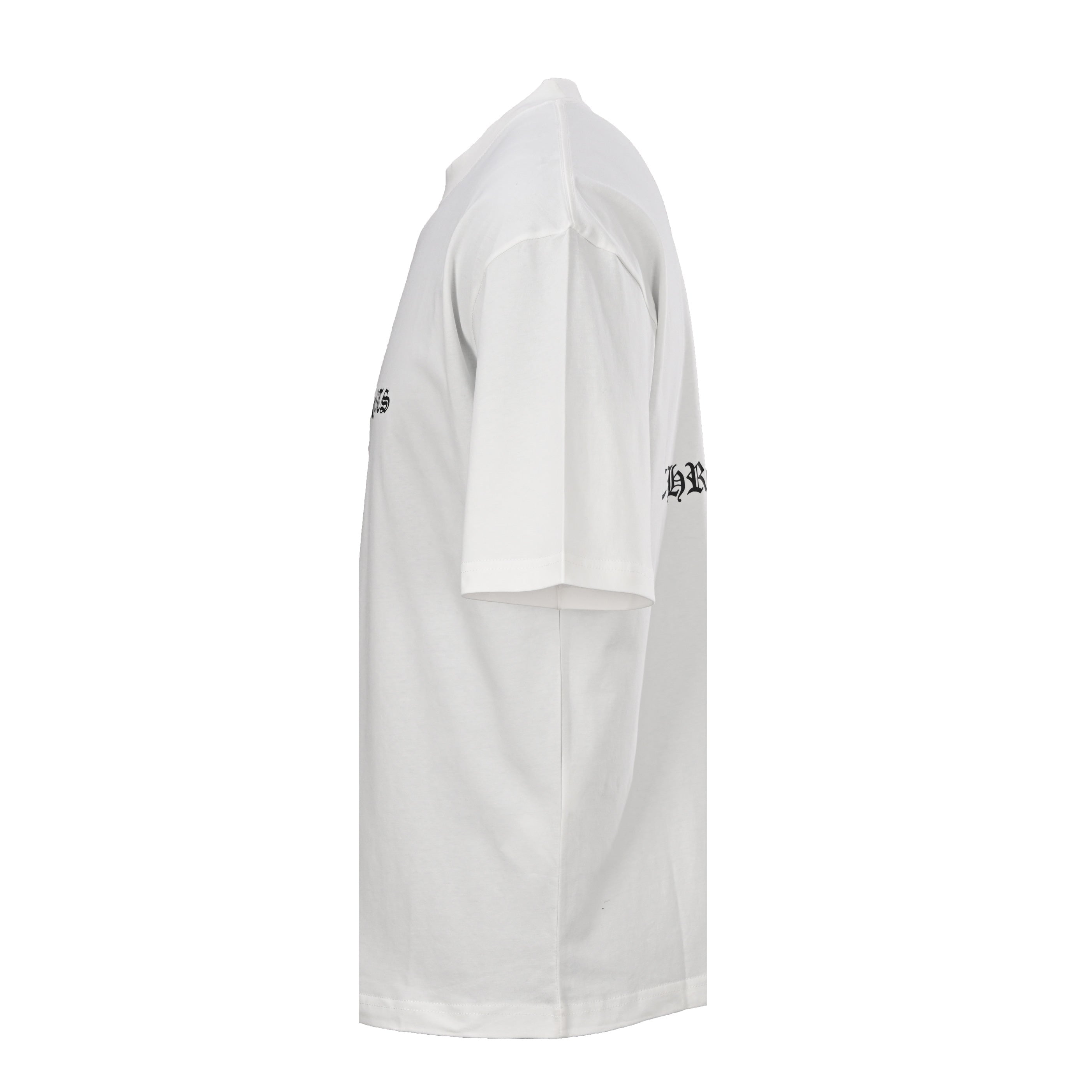 Chrome Hearts White T-Shirt with Horseshoe Logo and Gothic Lettering