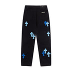 Chrome Hearts "Blue Cross Embroidery" Washed Denim Jeans