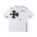 Chrome Hearts 2026 SS Multi-Graphic Logo T-Shirt - White Unisex Cotton Streetwear Tee with Cross & Floral Motifs