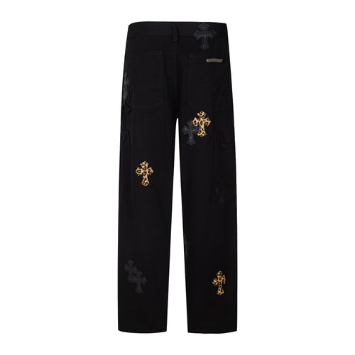 Chrome Hearts "Leopard-Print Cross Patch" Cargo Jeans