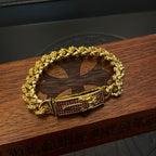 Chrome Hearts Classic Gold-Tone Twisted-Chain Bracelet with Vintage Pink Diamond Sword Charm