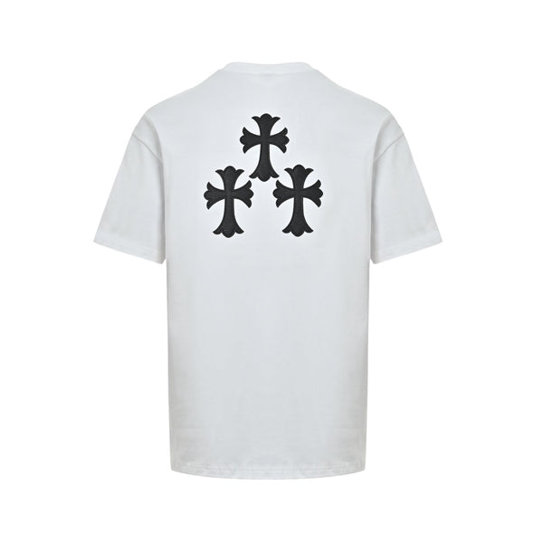 Chrome Hearts Men's White Cotton T-Shirt - Classic Banner Logo Crewneck Tee