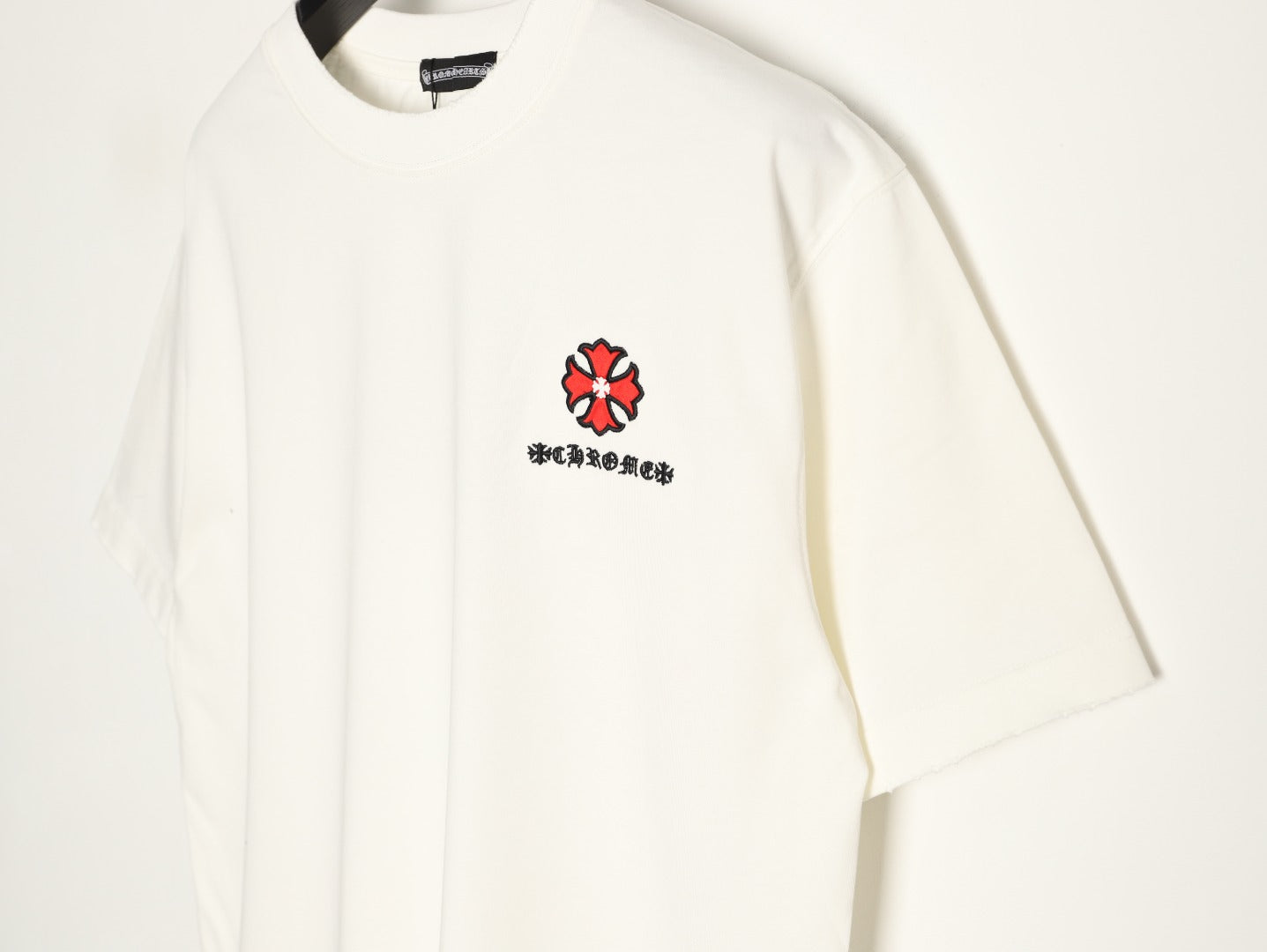 Chrome Hearts 2026 SS Multi-Color Cross Embroidered T-Shirt - Off-White Unisex Cotton Tee with Gothic Logo