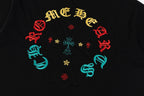 Chrome Hearts 2026 SS Multi-Color Gothic Cross Embroidered T-Shirt - Black Unisex Cotton Tee