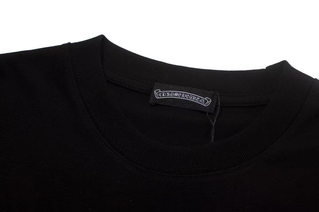 Chrome Hearts Crystal Horseshoe Logo Black Oversized T-Shirt | Rhinestone Streetwear Tee