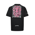 Chrome Hearts 2026 SS Gothic Dagger & Monogram Pocket T-Shirt - Black Unisex Cotton Tee with Pink Cross Motif