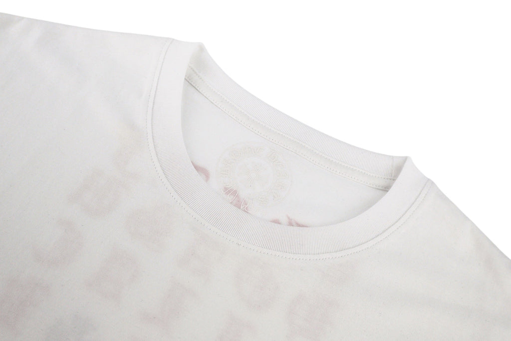 Chrome Hearts Style Tokyo Exclusive Pocket T-Shirt - Vertical Gothic Print & Floral Cross Grid, White Cotton Streetwear Tee