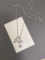 Chrome Hearts-Style Double Cross Necklace