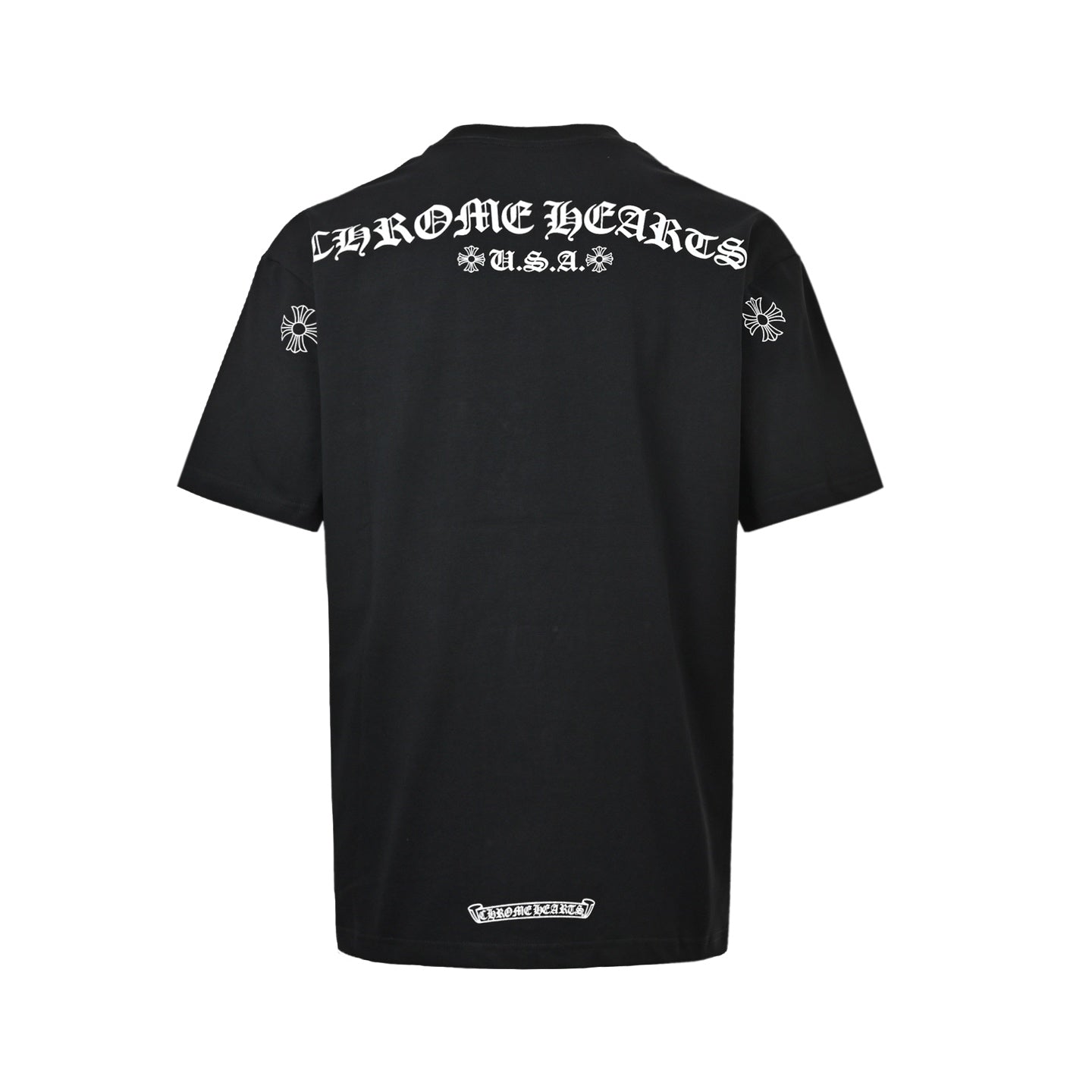 Chrome Hearts 2026 SS Horseshoe Logo Pocket T-Shirt - Black Unisex Cotton Tee with Gothic & Floral Details