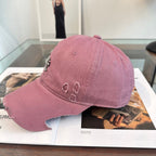 Chrome Hearts Pink Washed, Distressed, and Ripped Baseball Cap