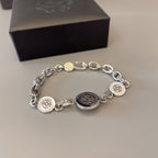 Chrome Hearts 925 Silver Round-Tag Beaded Bracelet