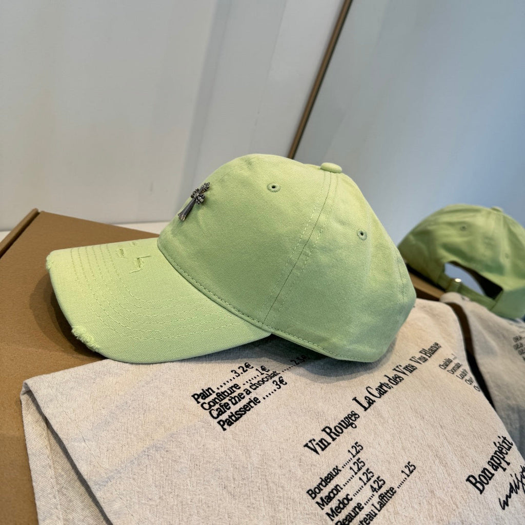 Chrome Hearts Light Green Washed & Distressed Baseball Cap