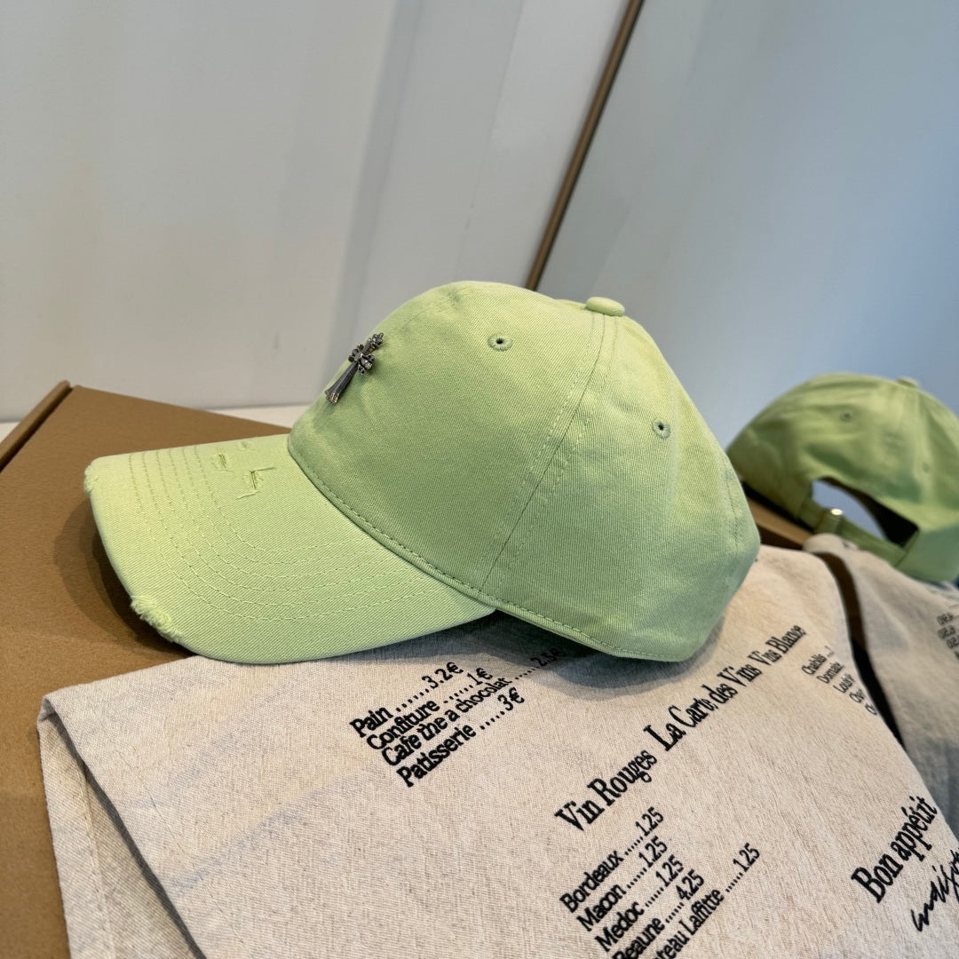 Chrome Hearts Light Green Washed & Distressed Baseball Cap