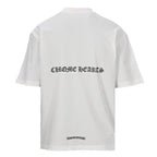 Chrome Hearts White T-Shirt with Horseshoe Logo and Gothic Lettering