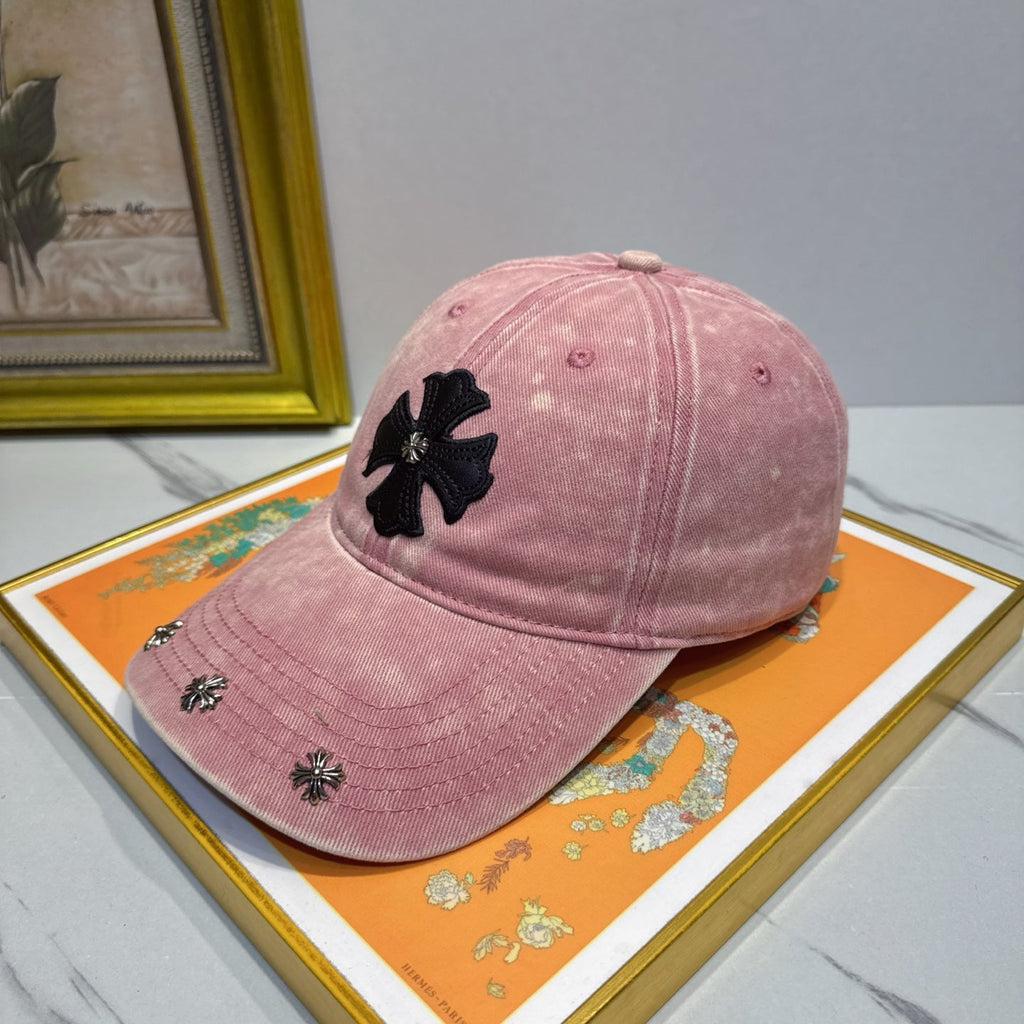 Chrome Hearts Pink Washed, Distressed Baseball Cap