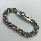 Chrome Hearts 925 Silver Sword and Fleur-de-Lis Bracelet