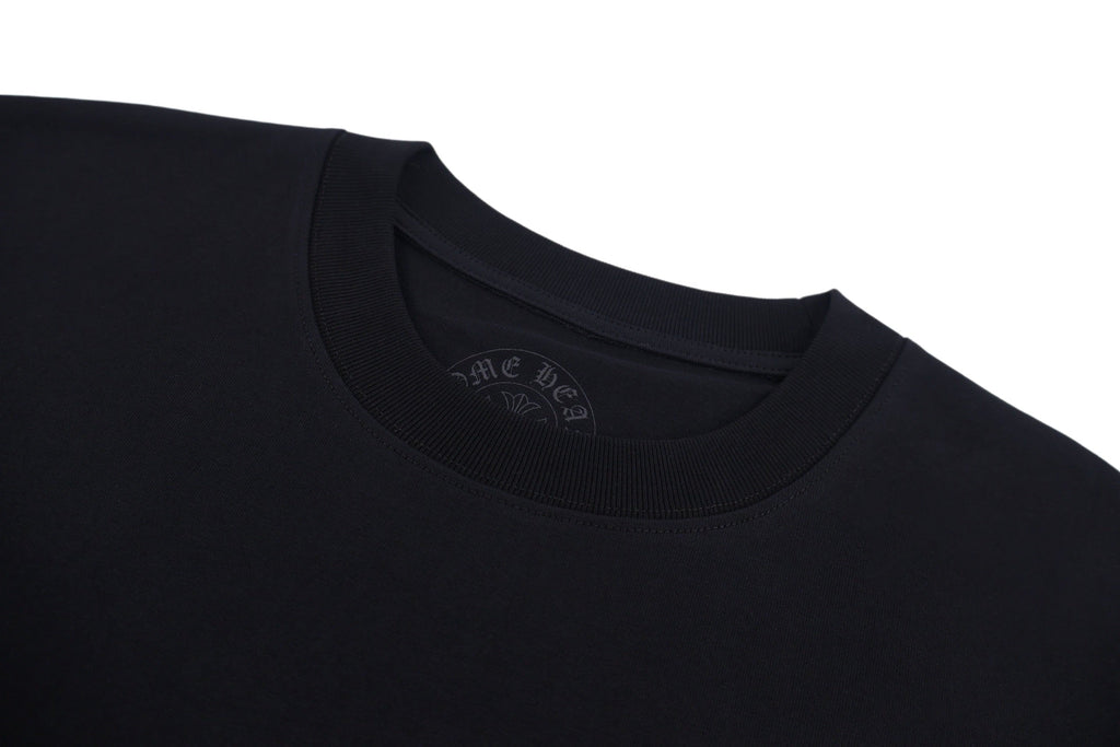 Chrome Hearts Hollywood Triple Cross Pocket T-Shirt - Black Tee with Orange Logo Print